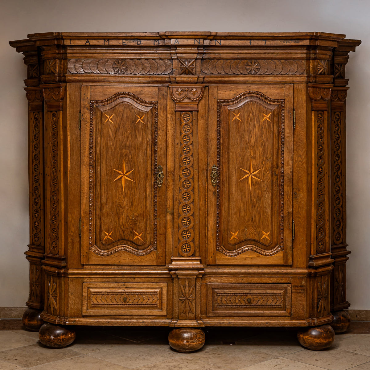 Oak Baroque Wardrobe, German, Mid-18th Century