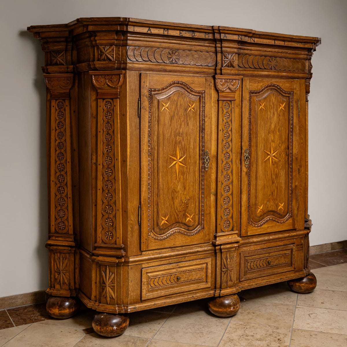 Oak Baroque Wardrobe, German, Mid-18th Century