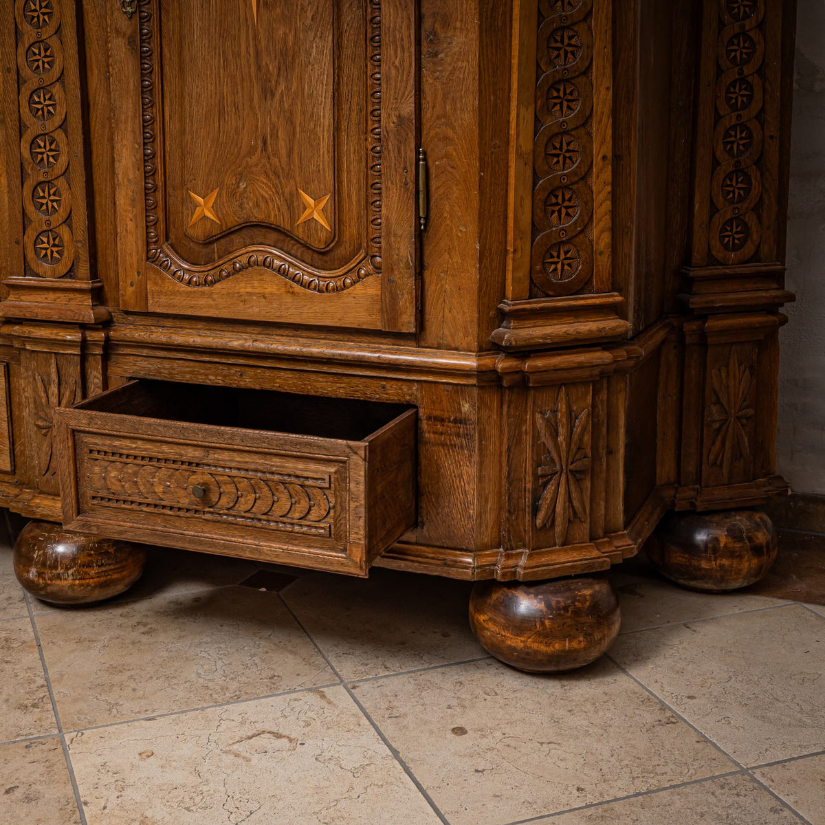 Oak Baroque Wardrobe, German, Mid-18th Century