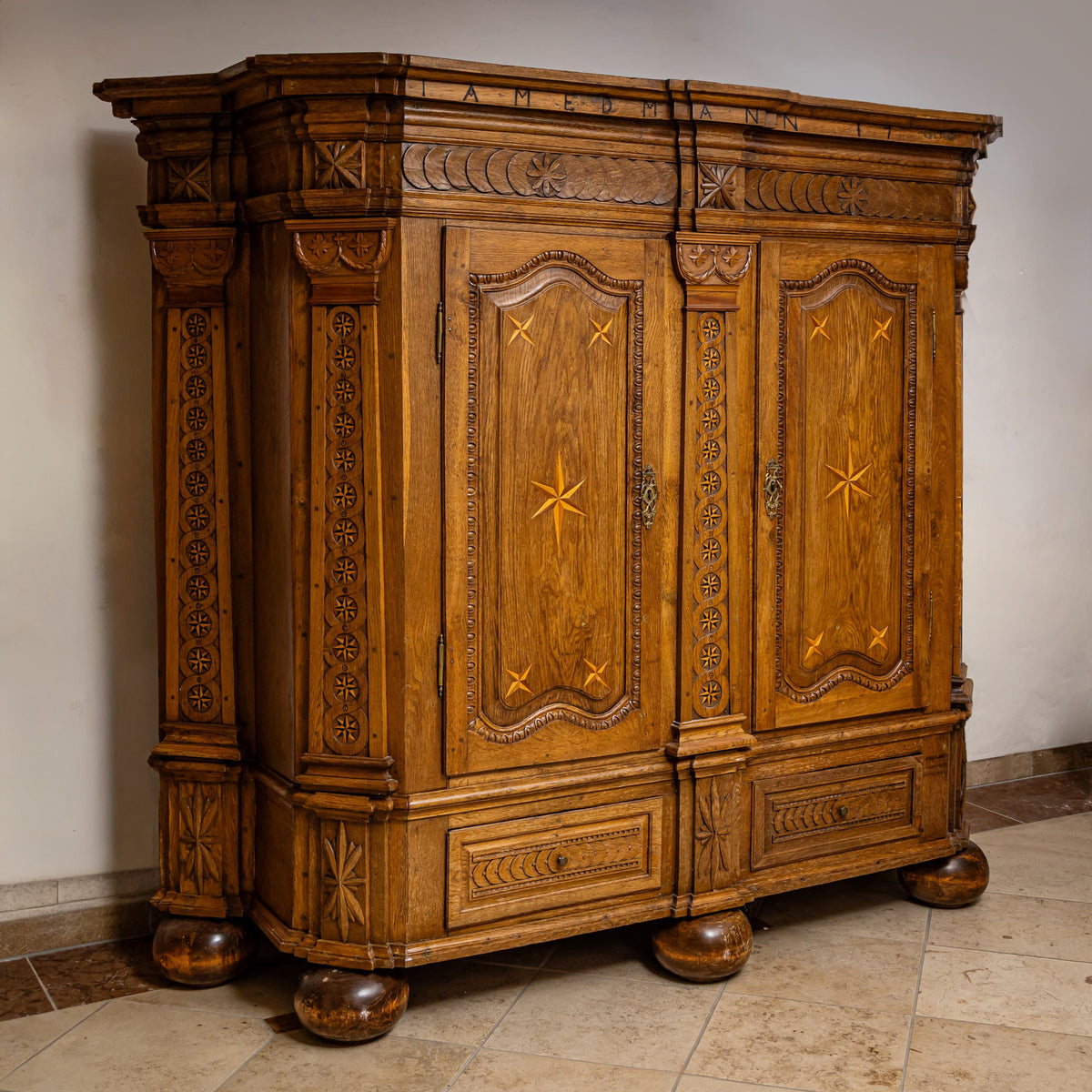 Oak Baroque Wardrobe, German, Mid-18th Century