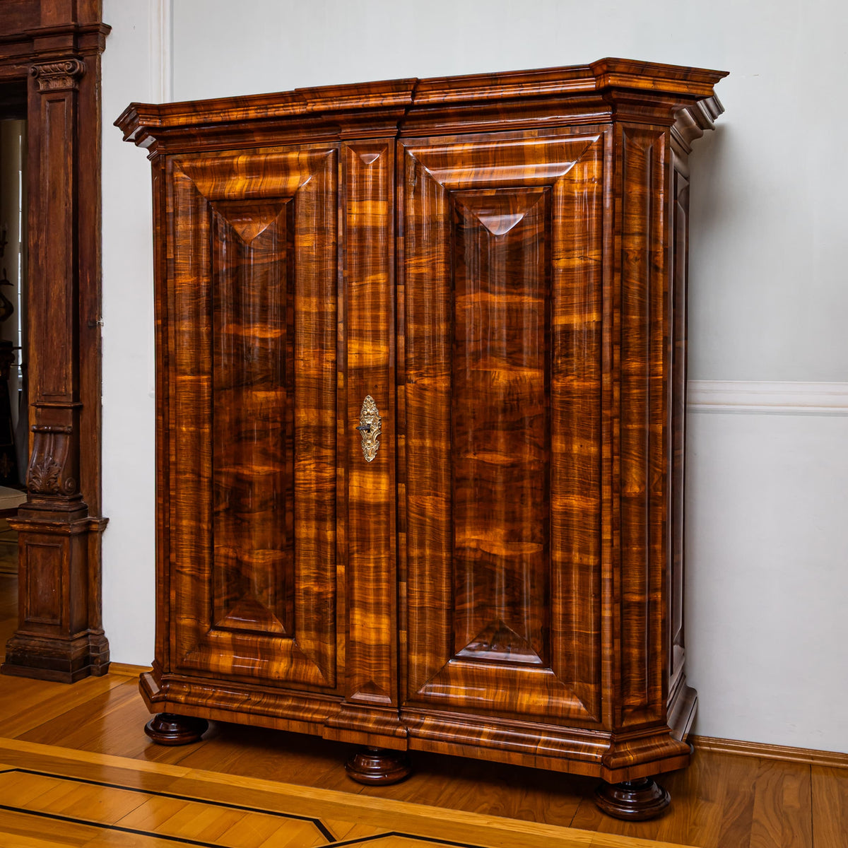 Baroque Serpentine Armoire, First Half of the 18th Century
