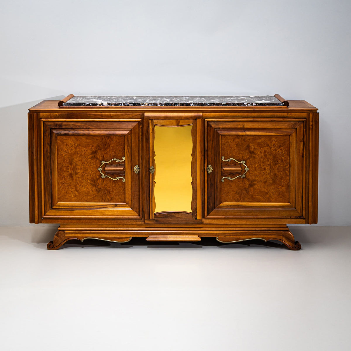 Art-Deco-Anrichte mit Marmorplatte, Frankreich, 1930er Jahre