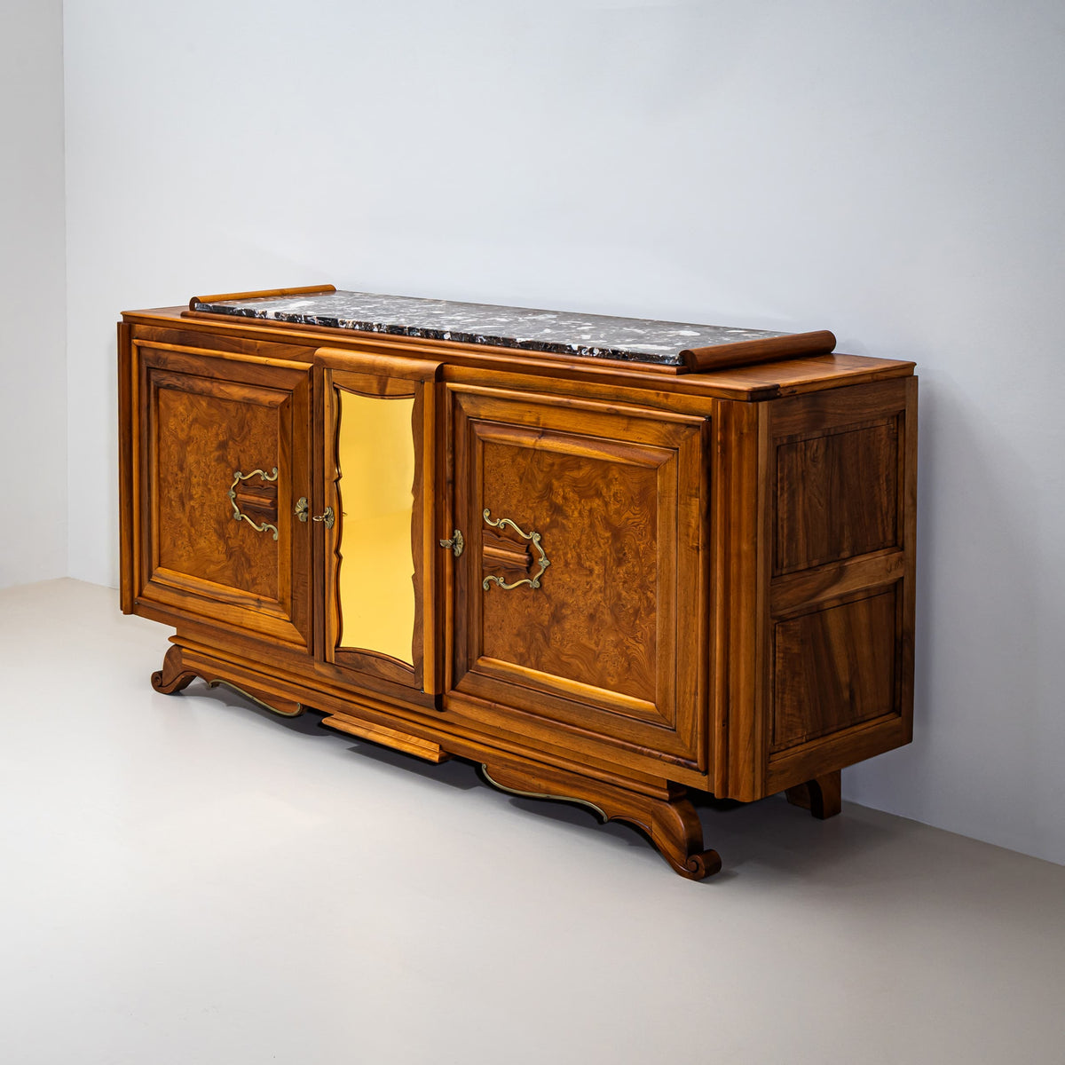 Art-Deco-Anrichte mit Marmorplatte, Frankreich, 1930er Jahre