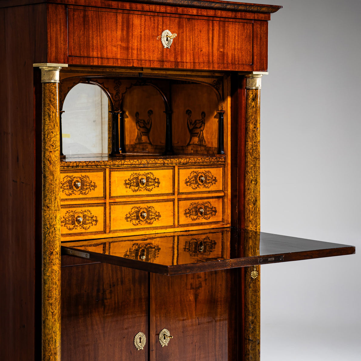 Biedermeier-Sekretär mit Umdrucktechnik, Johann Georg Hiltl (1771–1845), München, um 1825