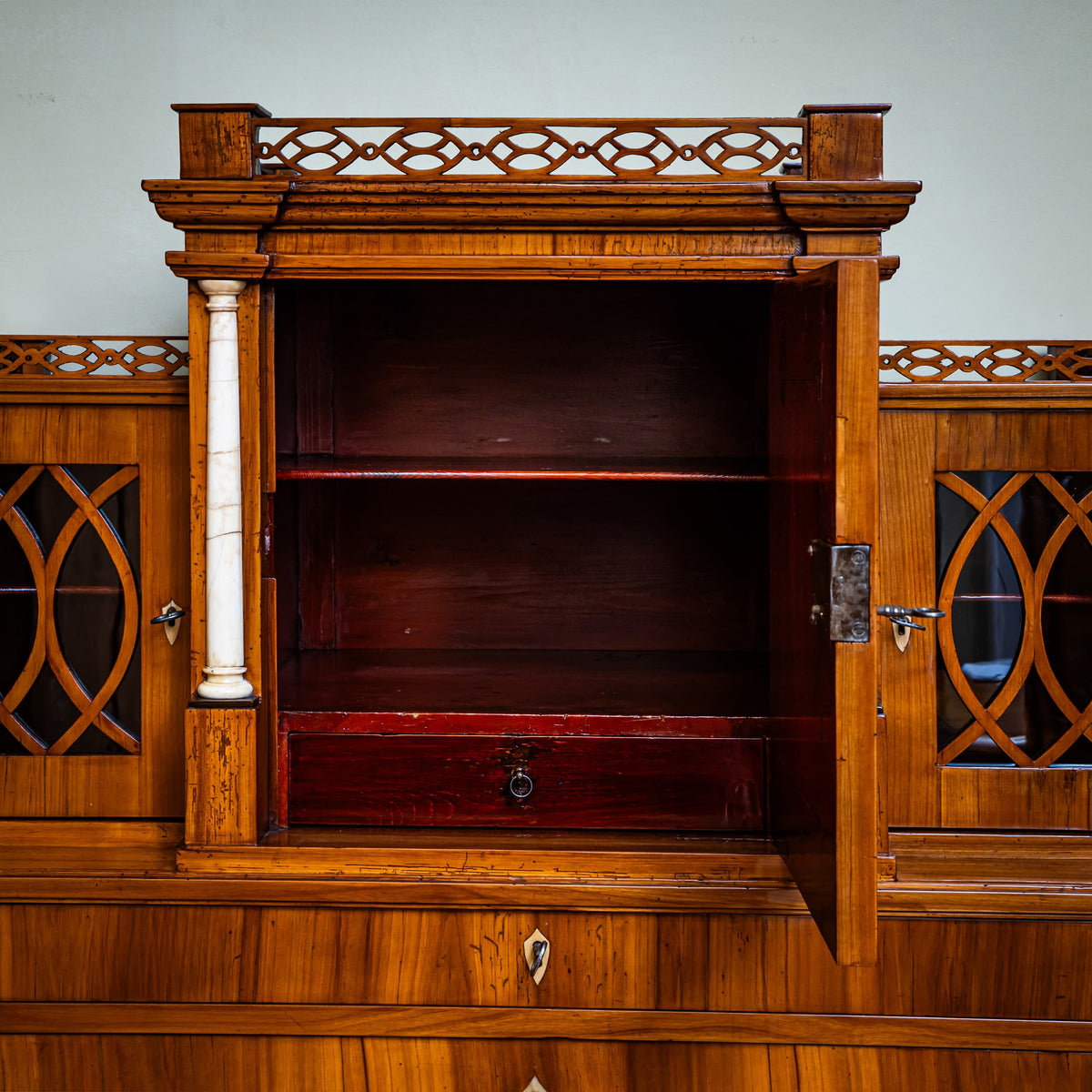 Biedermeier Secretary Desk with Upper Cabinet, Central Germany, circa 1820