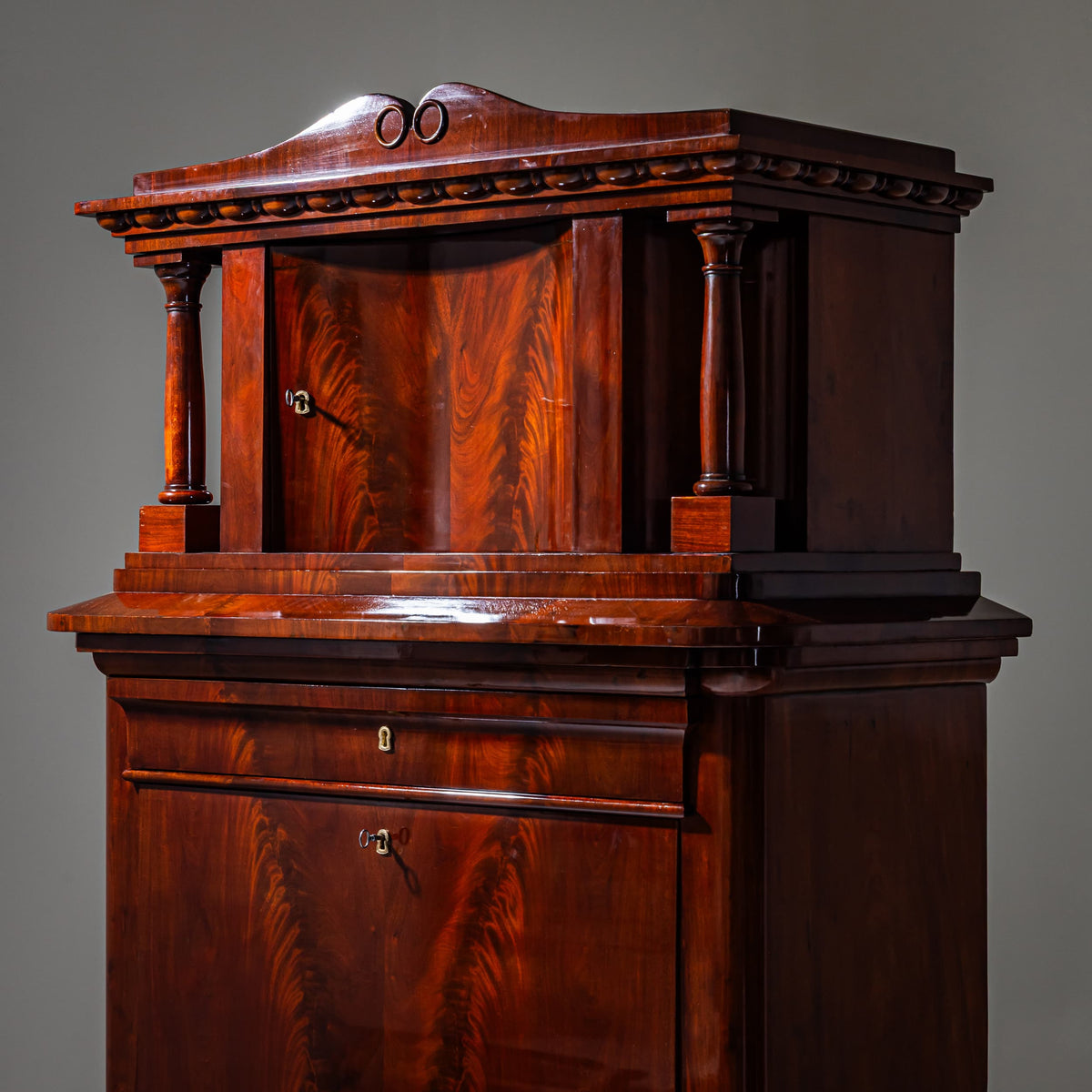 Biedermeier Mahogany Secretary Cabinet, circa 1830