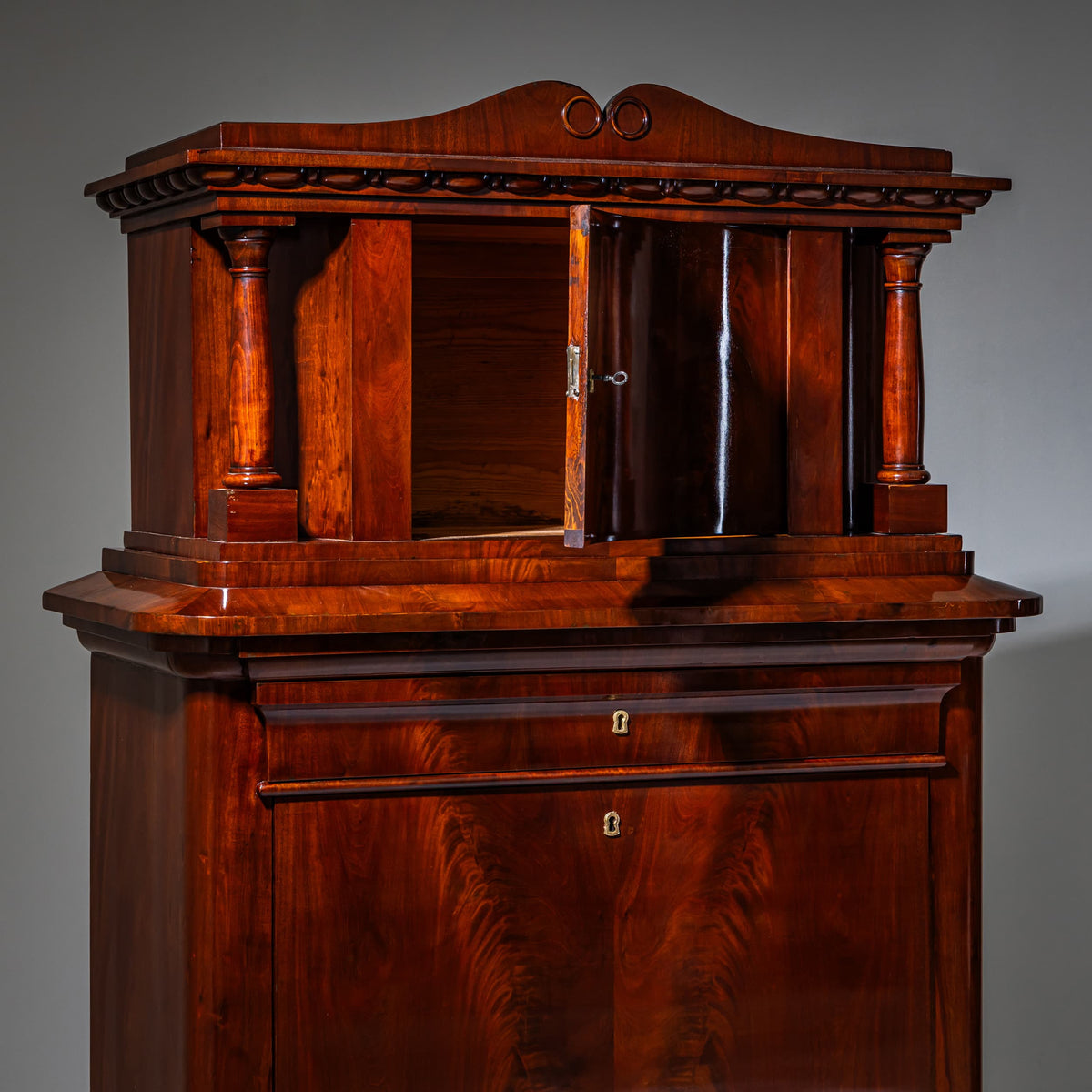 Biedermeier Mahogany Secretary Cabinet, circa 1830