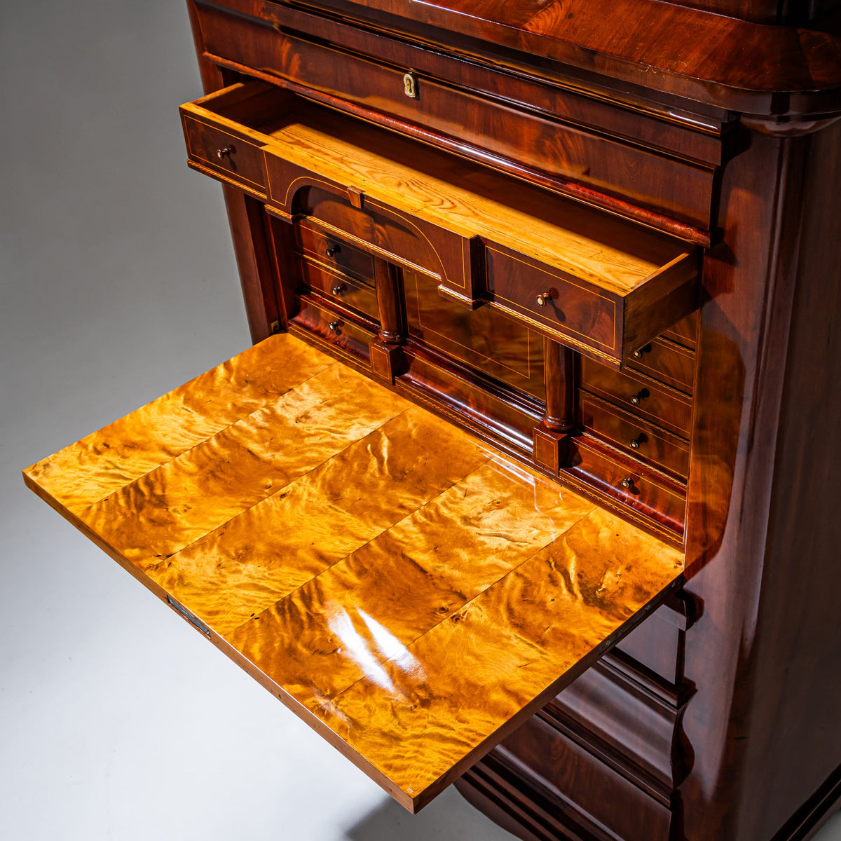 Biedermeier Mahogany Secretary Cabinet, circa 1830