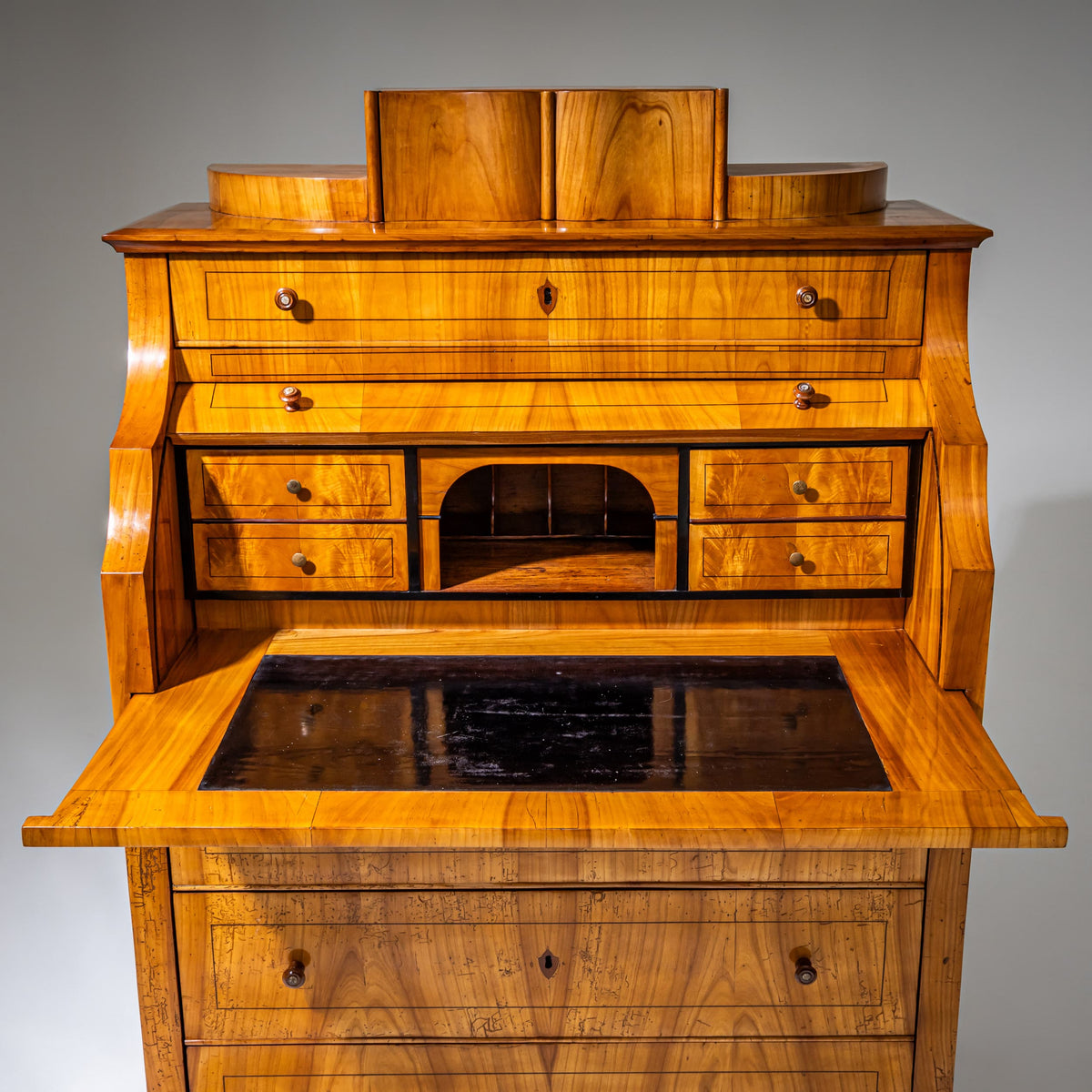 Biedermeier Roll-Top Secretary in Cherrywood, Saxony, circa 1835
