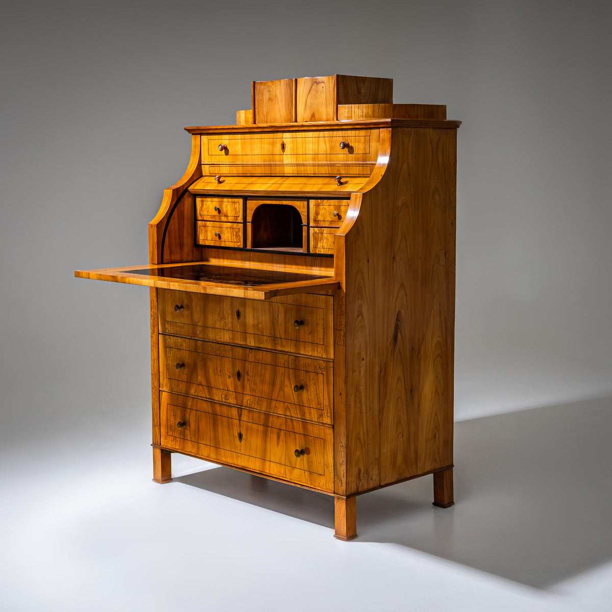 Biedermeier Roll-Top Secretary in Cherrywood, Saxony, circa 1835