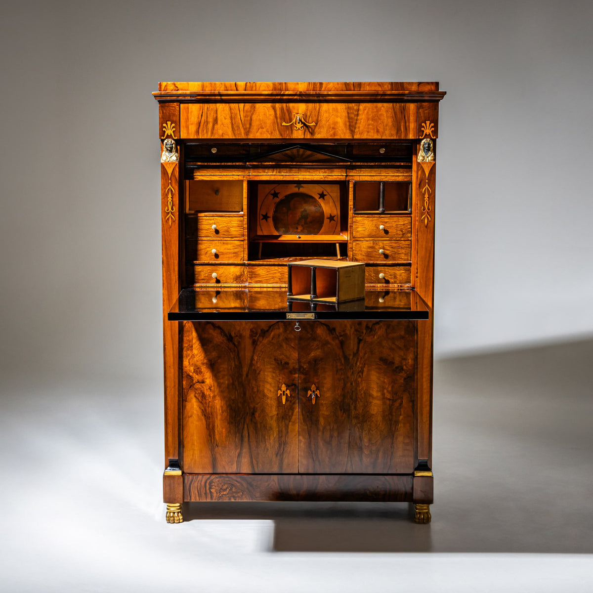Biedermeier Secretary with Secret Compartments, probably Danube Monarchy, circa 1810