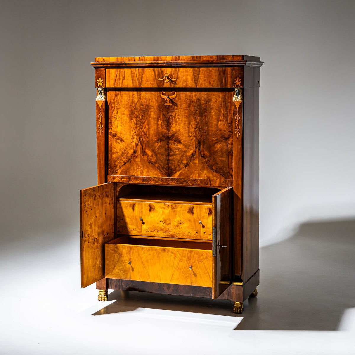 Biedermeier Secretary with Secret Compartments, probably Danube Monarchy, circa 1810