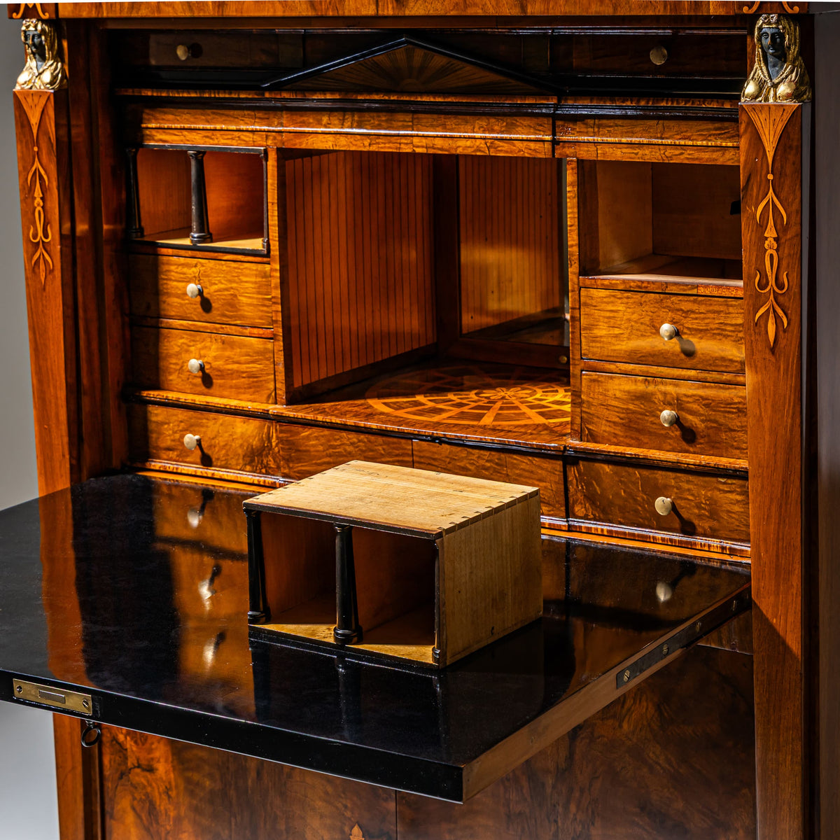 Biedermeier Secretary with Secret Compartments, probably Danube Monarchy, circa 1810
