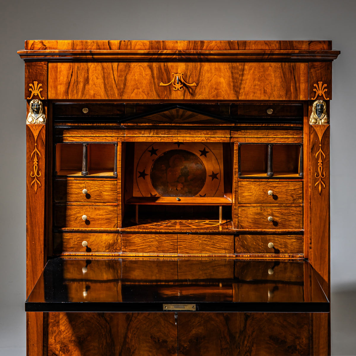 Biedermeier Secretary with Secret Compartments, probably Danube Monarchy, circa 1810