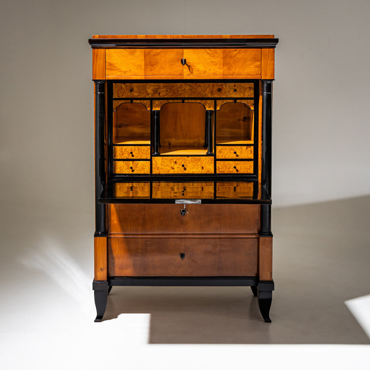 Biedermeier Sekretär in Kirschbaum, Schloss Banz, Süddeutschland, um 1820