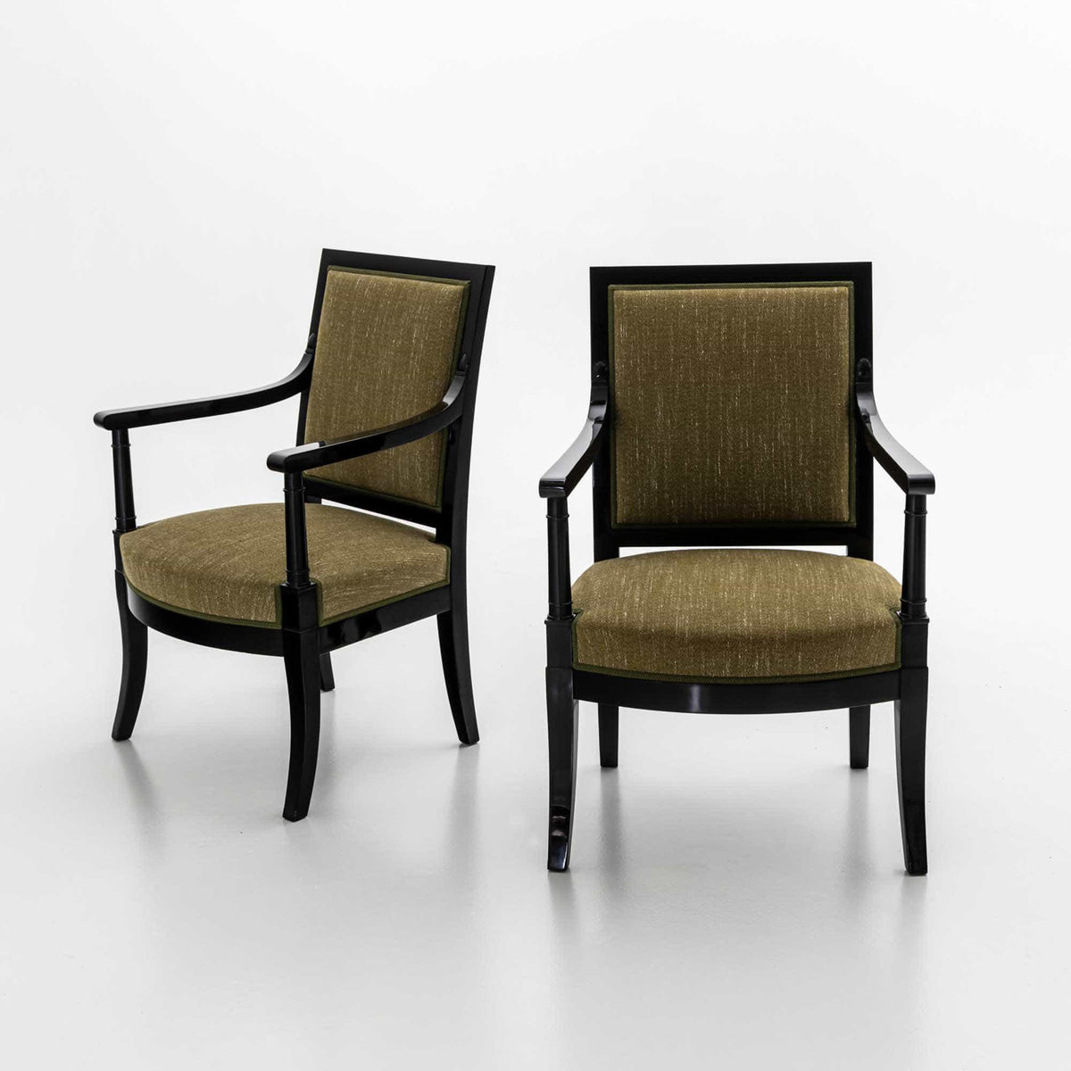 Pair of ebonised Armchairs, France, 1st Half 19th Century