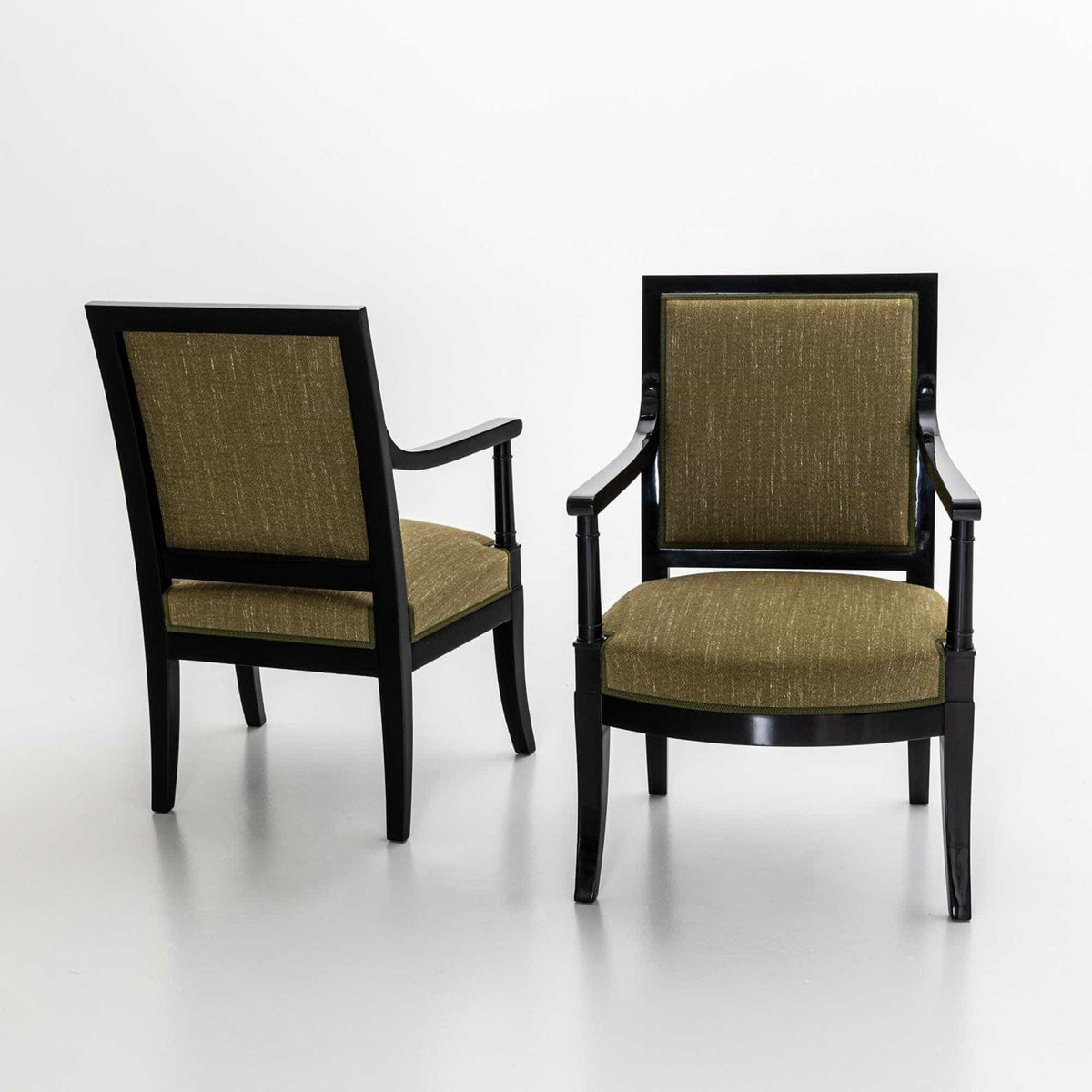 Pair of ebonised Armchairs, France, 1st Half 19th Century
