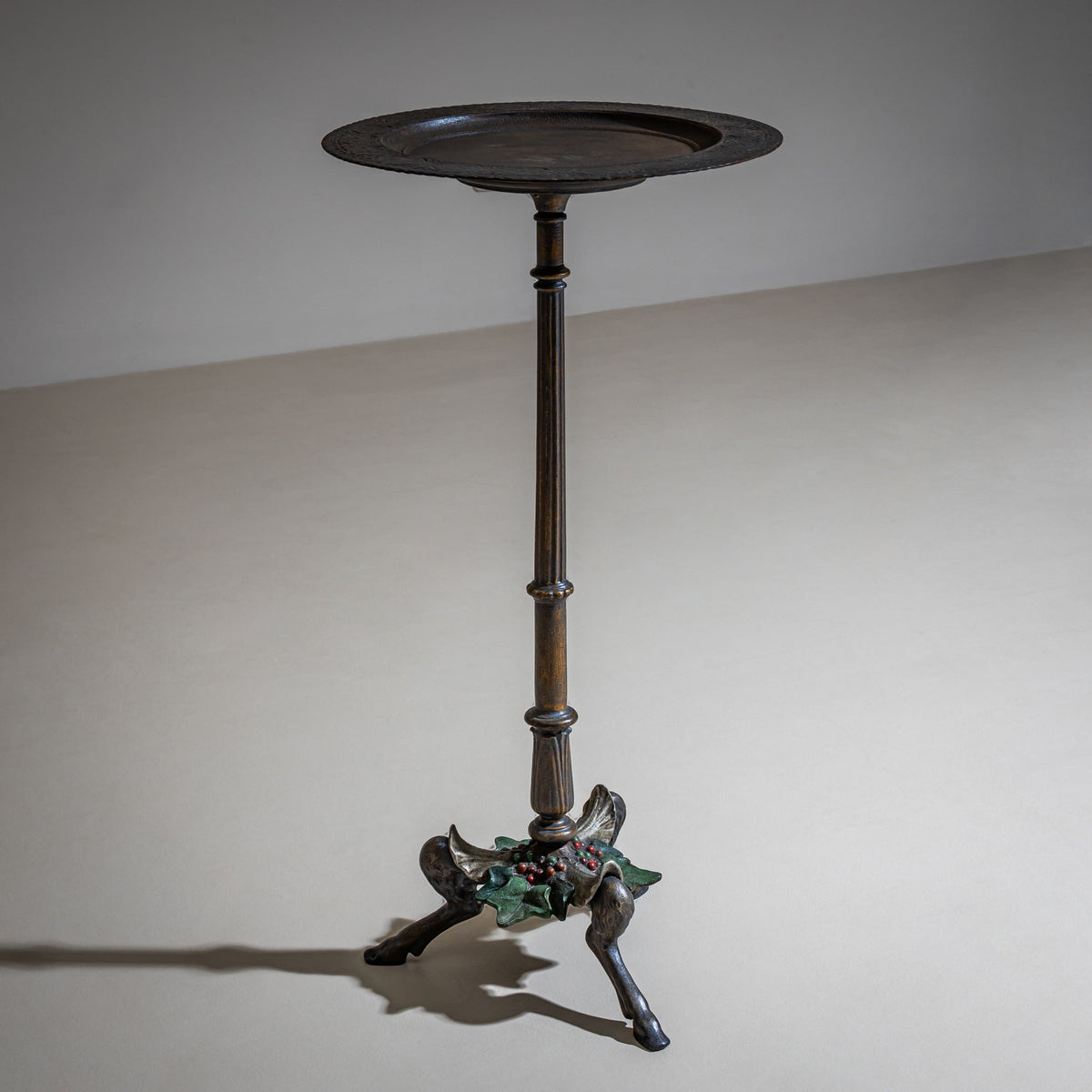 Wrought-Iron Guéridon with Holly Decoration, 19th Century