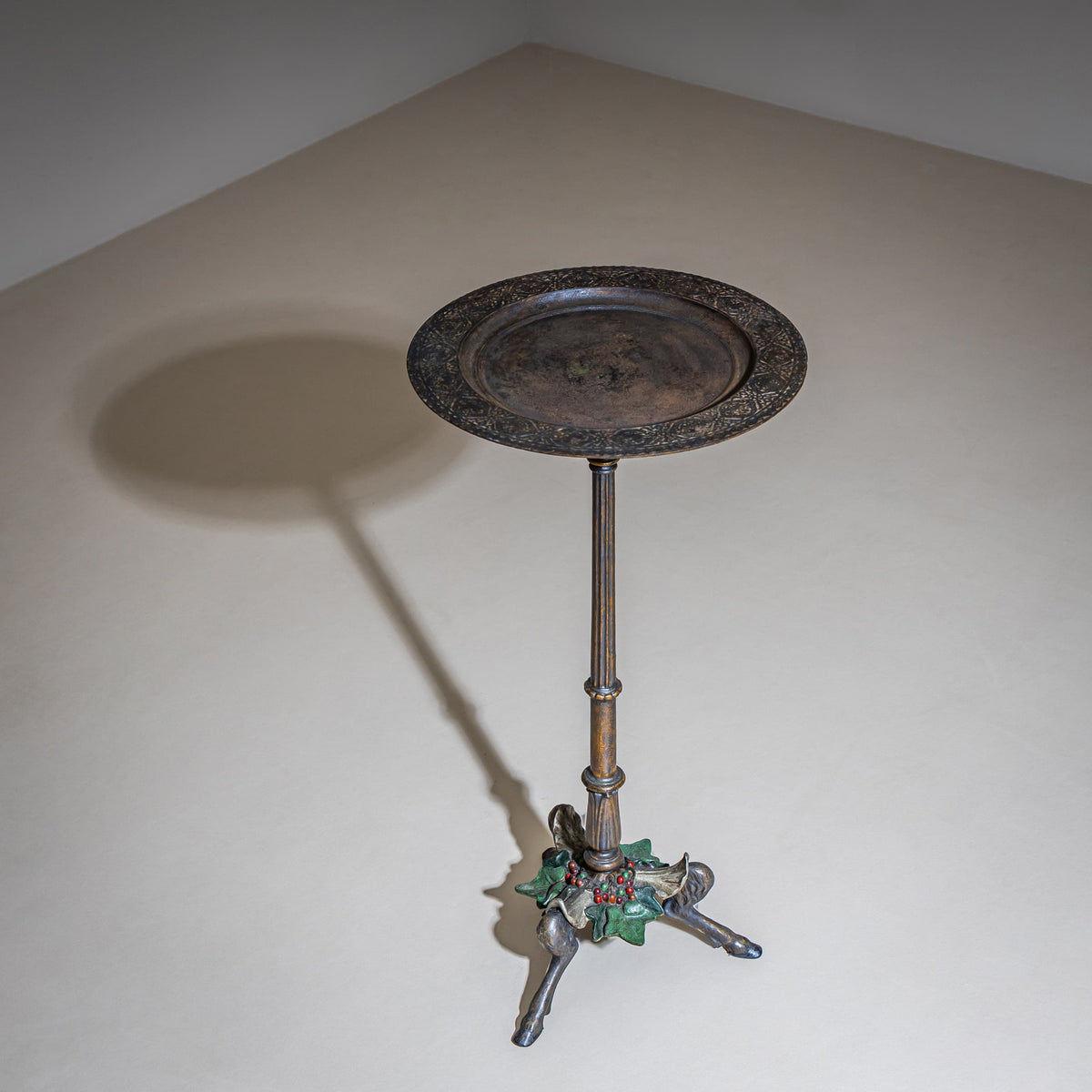 Wrought-Iron Guéridon with Holly Decoration, 19th Century