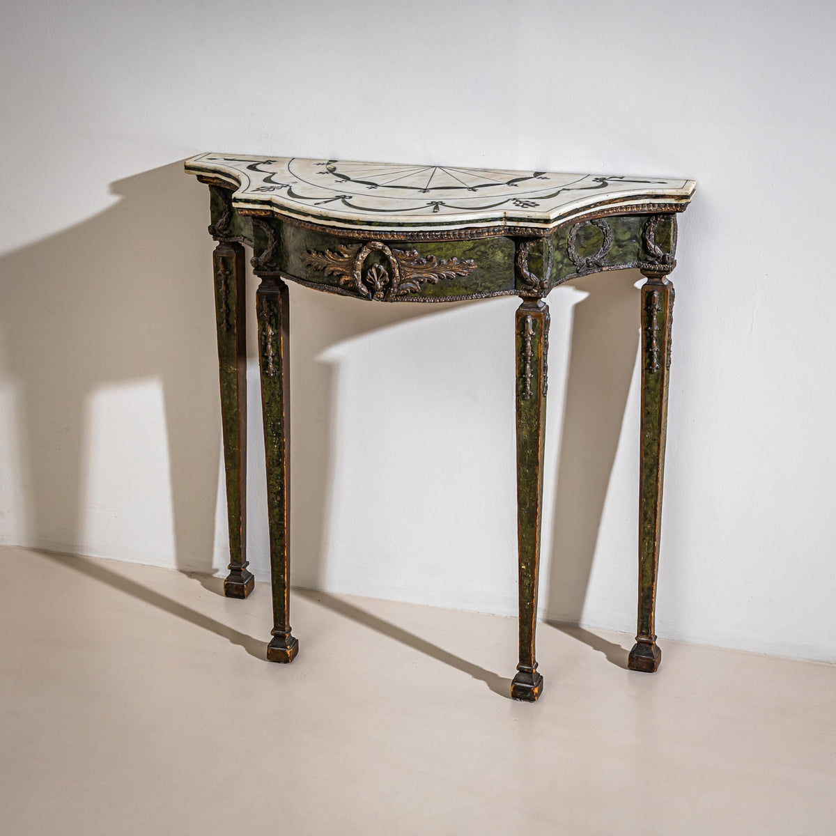 Wall Console with Scagliola Top in the George III Style, probably Ireland, 2nd Half 19th Century