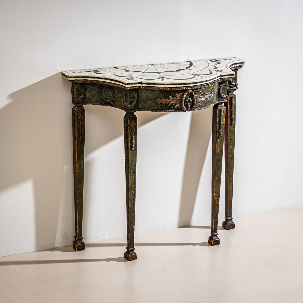 Wall Console with Scagliola Top in the George III Style, probably Ireland, 2nd Half 19th Century