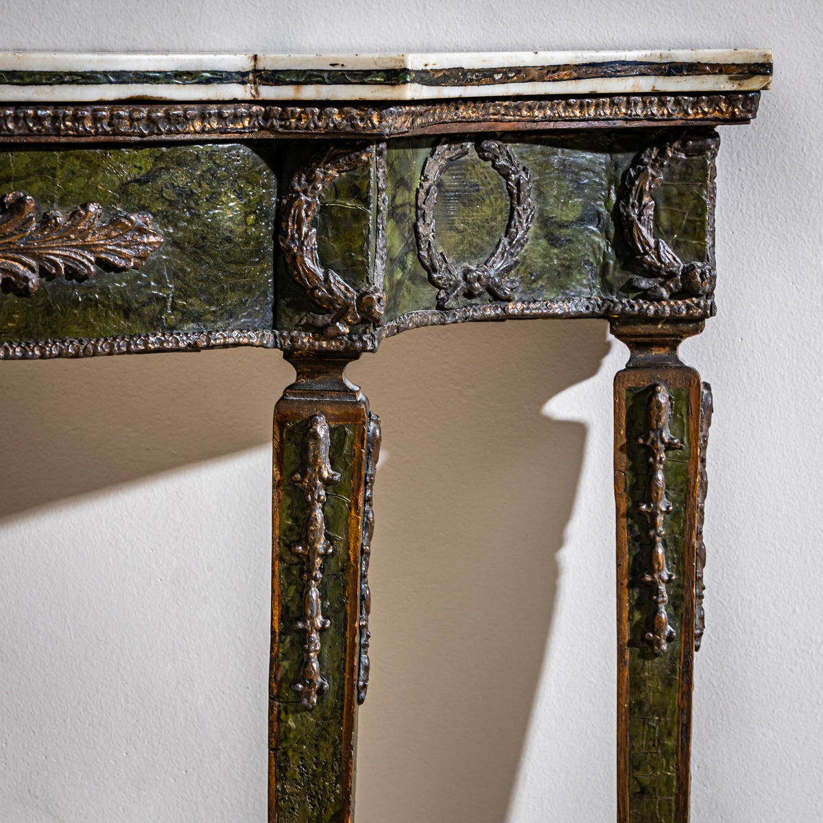 Wall Console with Scagliola Top in the George III Style, probably Ireland, 2nd Half 19th Century
