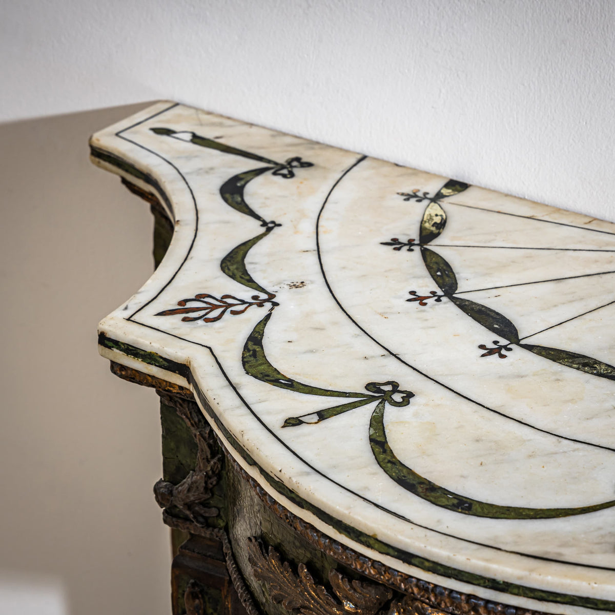 Wall Console with Scagliola Top in the George III Style, probably Ireland, 2nd Half 19th Century