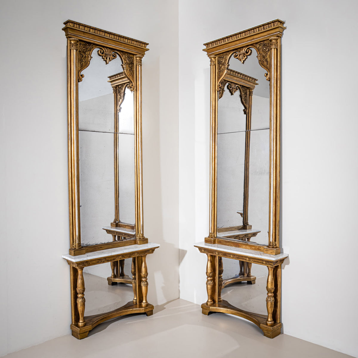 Pair of Pier Mirrors with Consoles, Germany, circa 1840