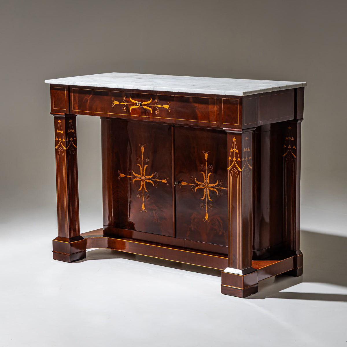 Charles X Sideboard in Mahogany with Marquetry, France, circa 1830