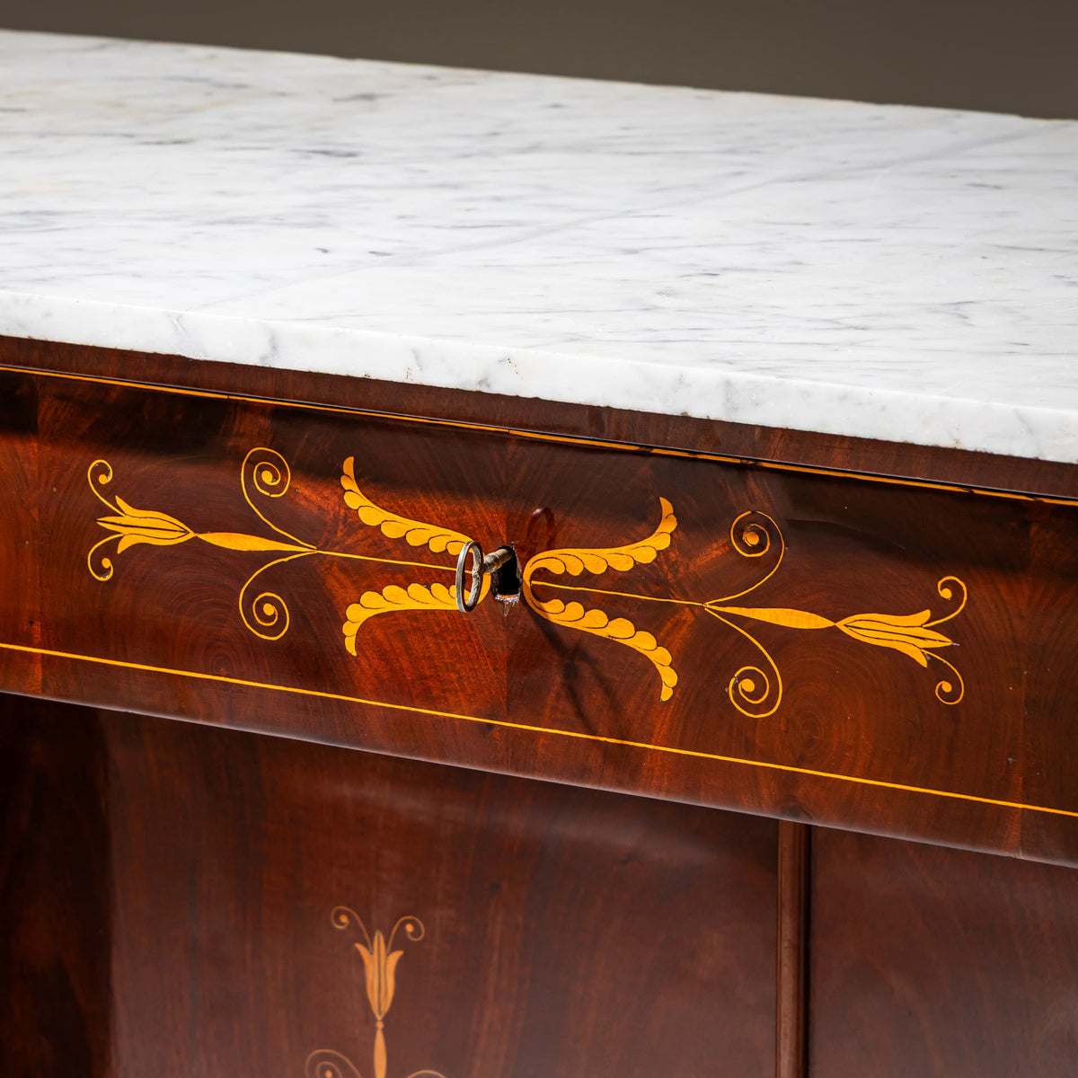 Charles X Sideboard in Mahogany with Marquetry, France, circa 1830