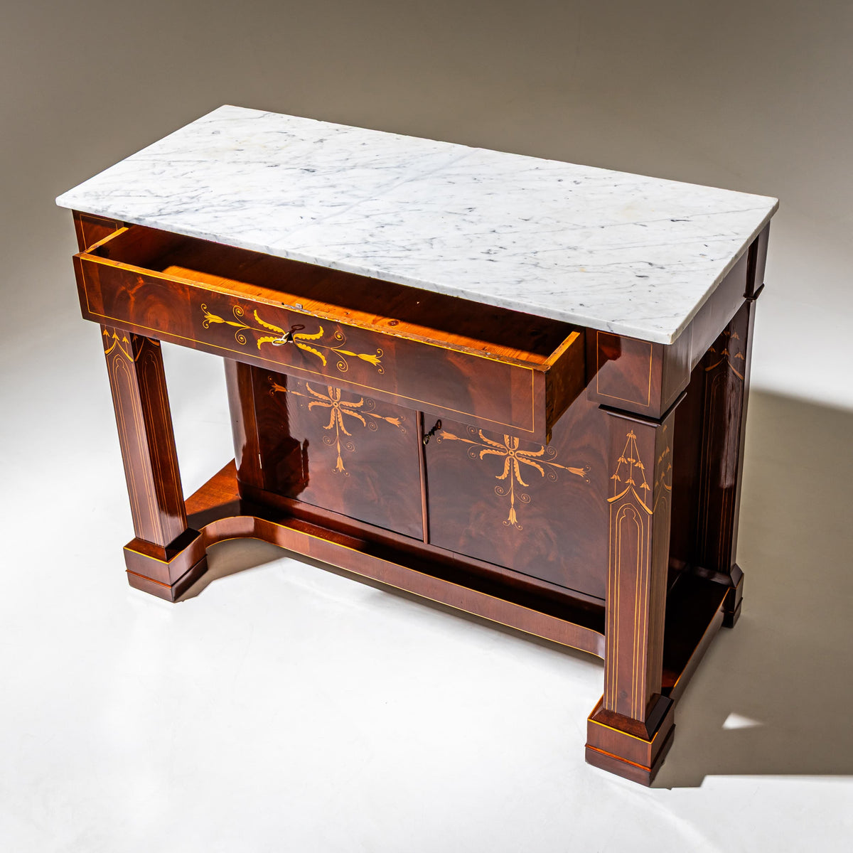Charles X Sideboard in Mahogany with Marquetry, France, circa 1830