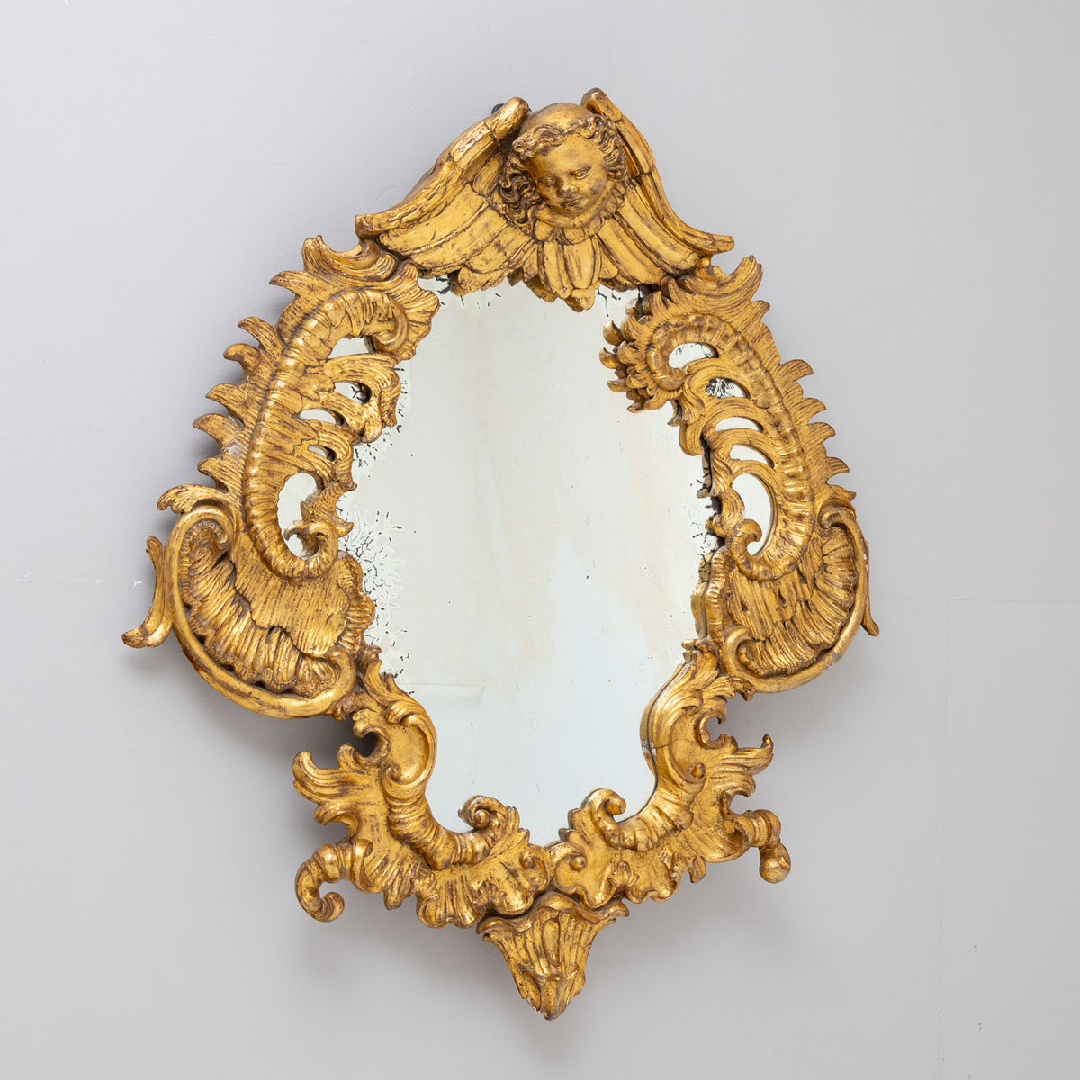 Goldener Rokoko Wandspiegel, 2. Hälfte 18. Jahrhundert