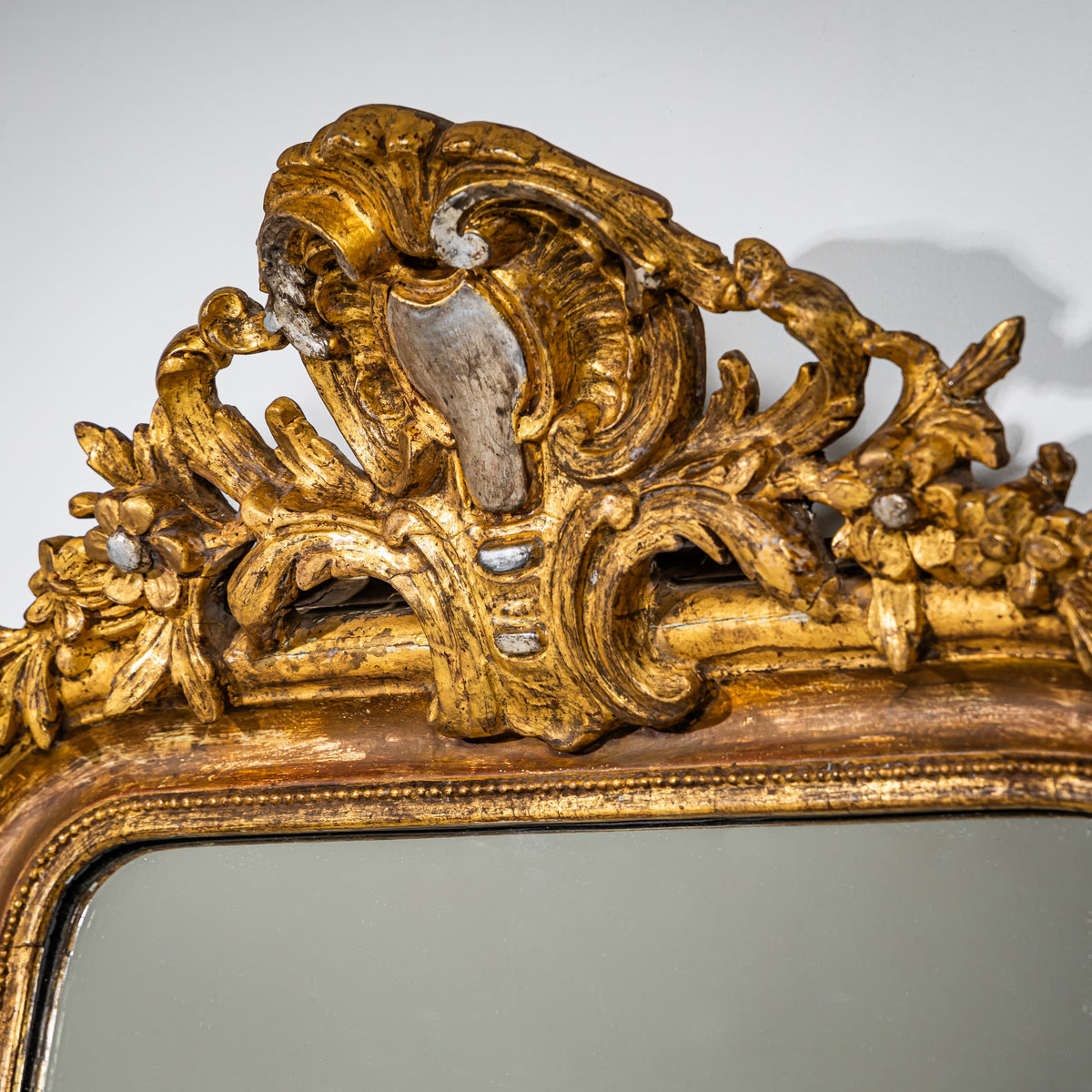 Vergoldeter Wandspiegel im Barockstil, 2. Hälfte 19. Jahrhundert