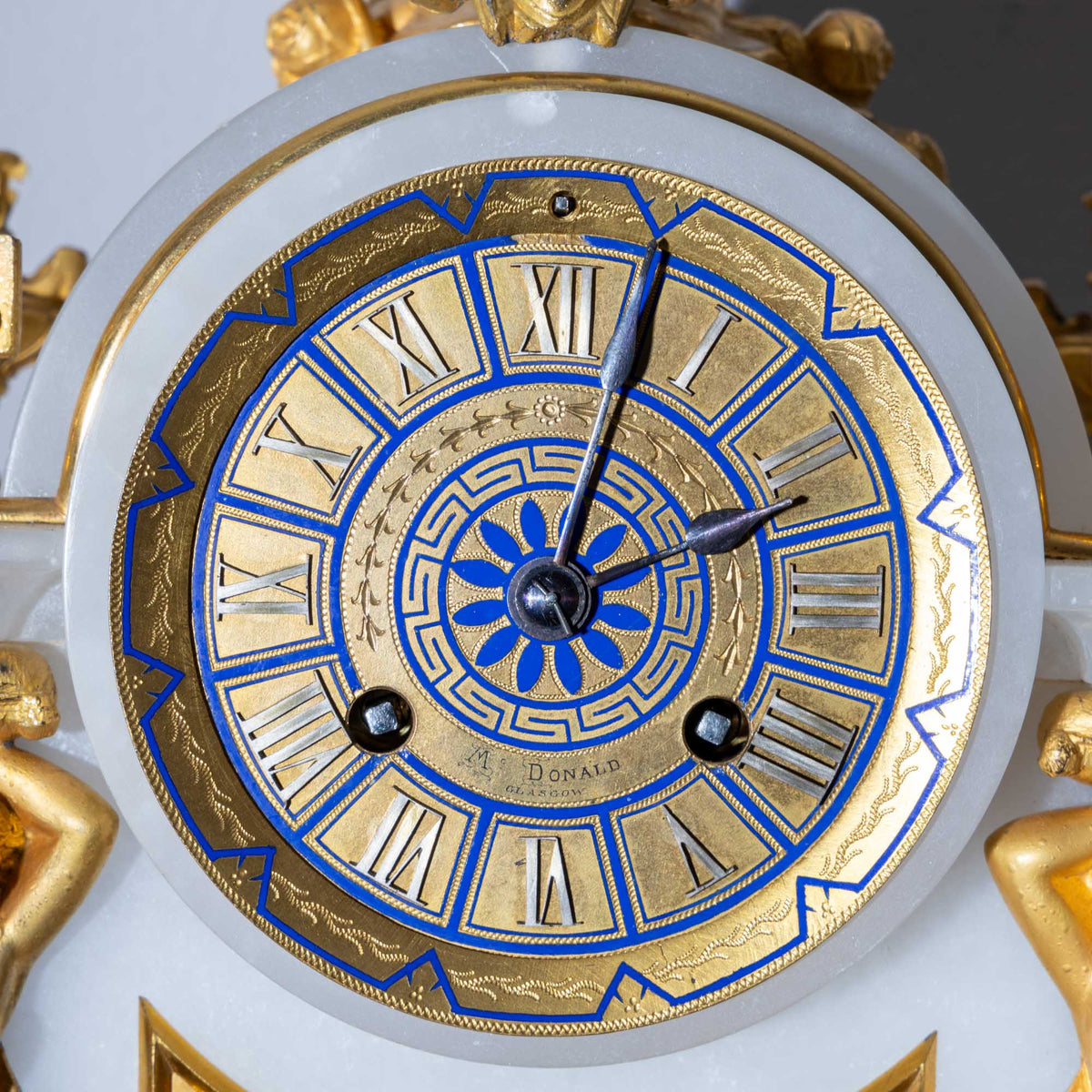 Alabaster Mantel Clock, sig. McDonald Glasgow, 19th century