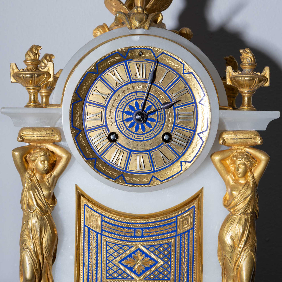 Alabaster Mantel Clock, sig. McDonald Glasgow, 19th century