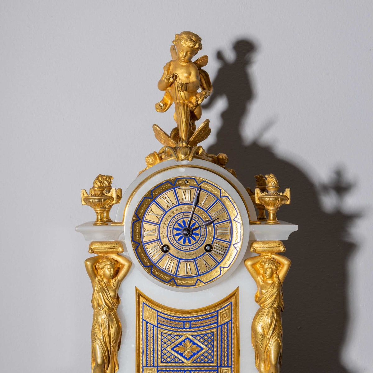 Alabaster Mantel Clock, sig. McDonald Glasgow, 19th century