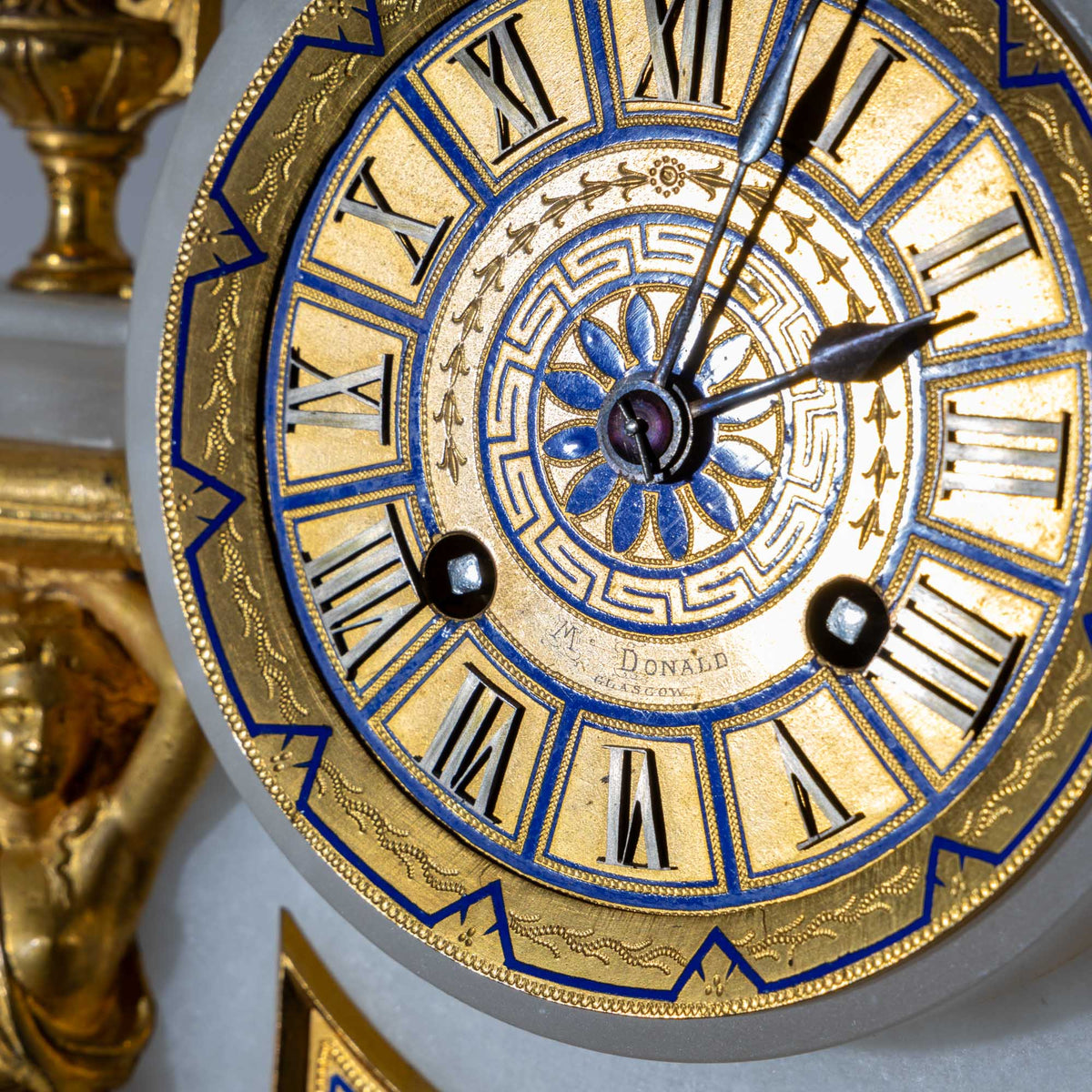 Alabaster Mantel Clock, sig. McDonald Glasgow, 19th century