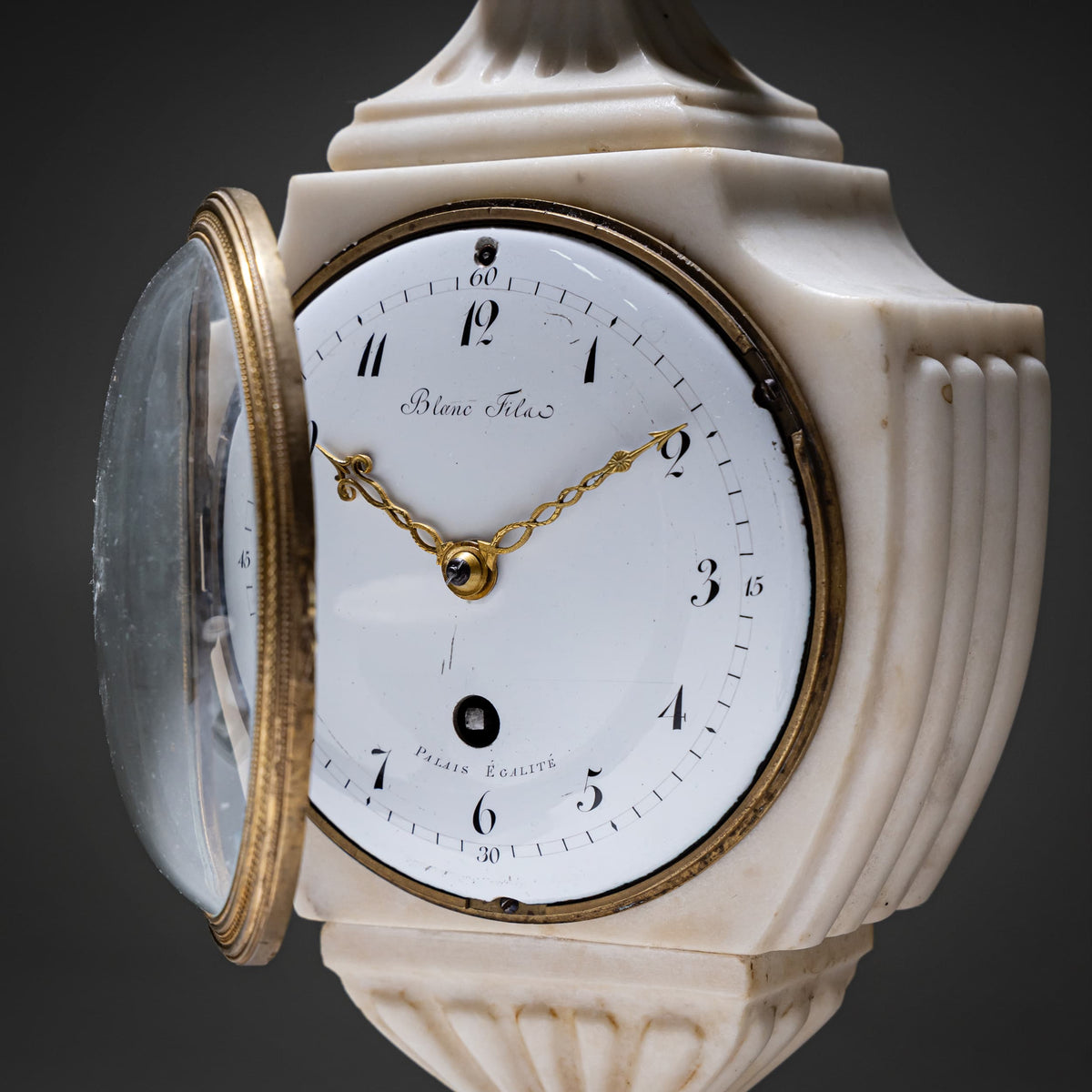 Marble Mantel Clock with Matching Vases, circa 1830