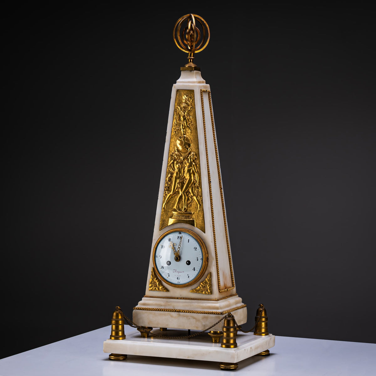Louis XVI Obelisk Clock, signed Roque à Paris, circa 1780