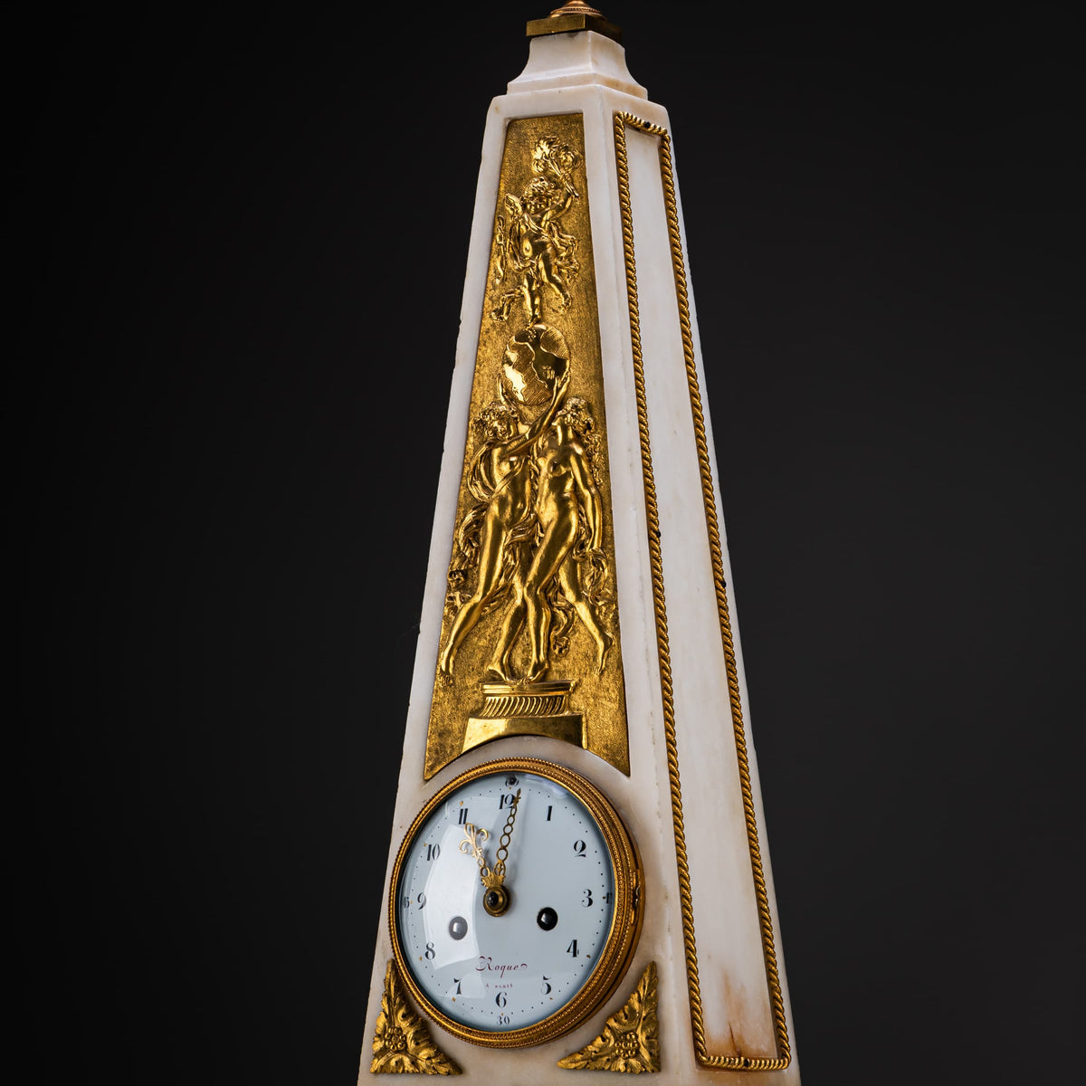 Louis XVI Obelisk Clock, signed Roque à Paris, circa 1780