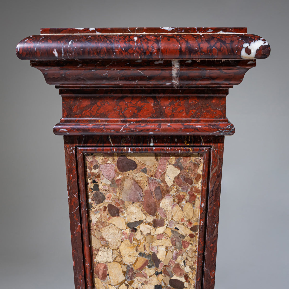 Pair of Griotte Marble Pedestals, 19th Century