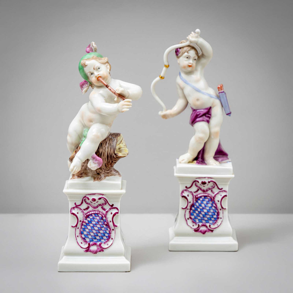 Putti as Diana and Hermes, Nymphenburg Porcelain, 1st Quarter 20th Century