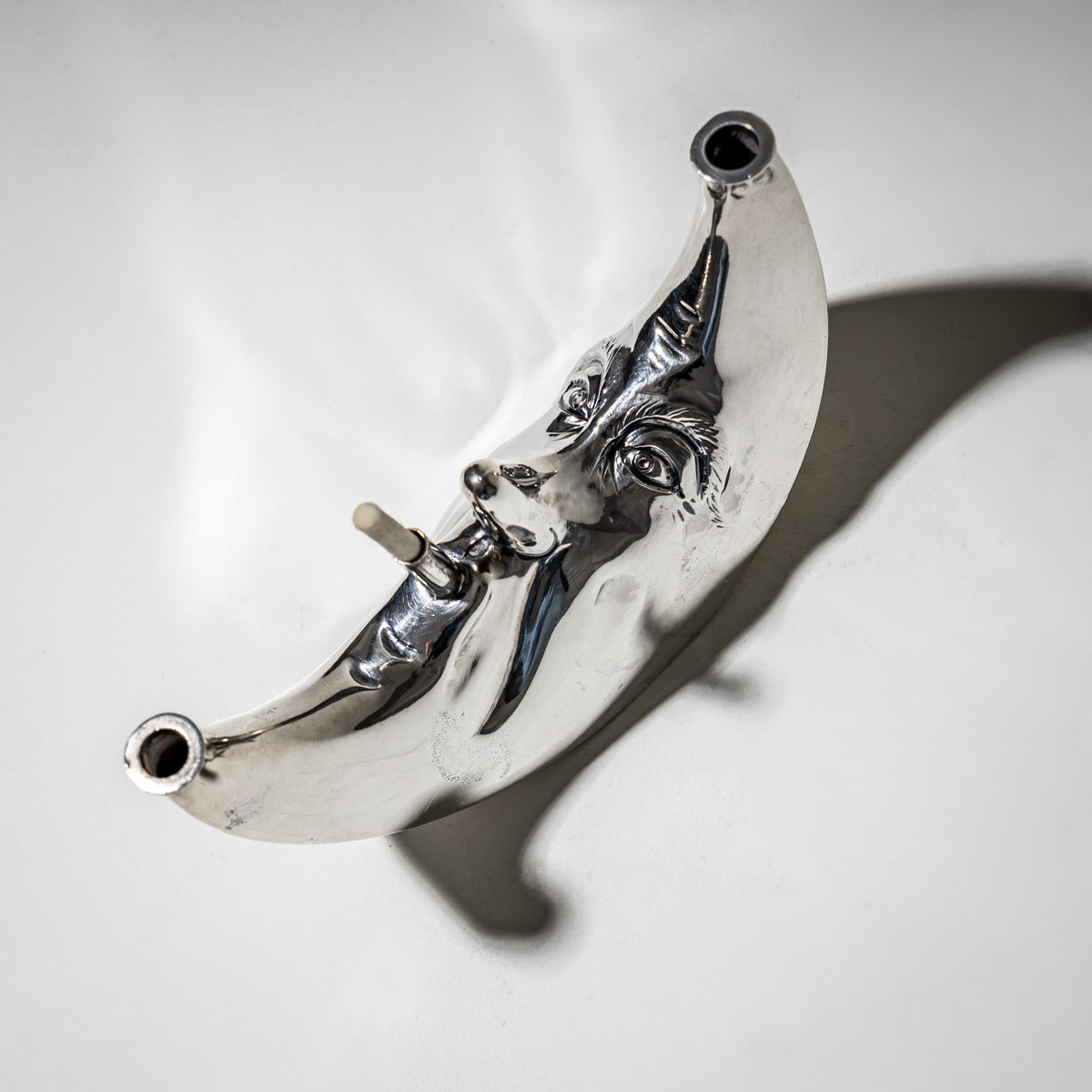 Silver Cigar Lighter in the Shape of a Crescent Moon, George Heath, London 1891