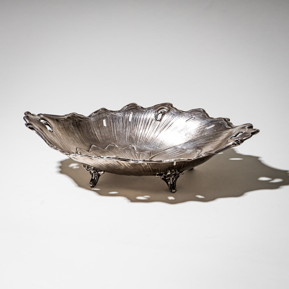 Silver Bowl with Leaf Decoration