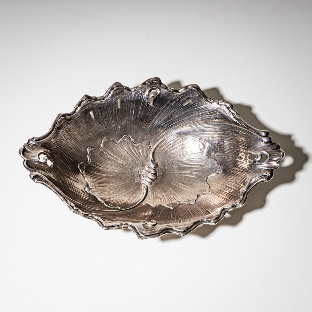 Silver Bowl with Leaf Decoration