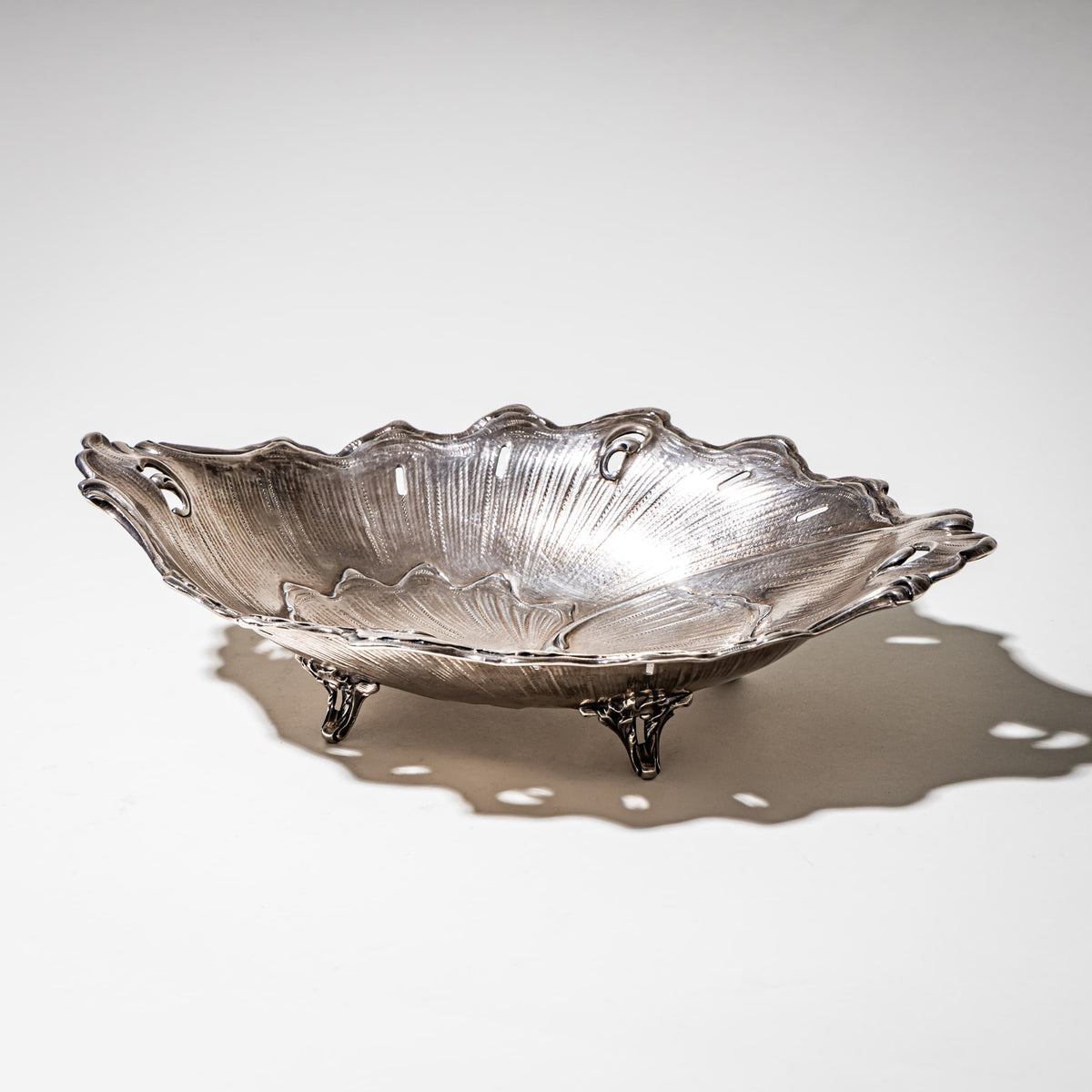 Silver Bowl with Leaf Decoration