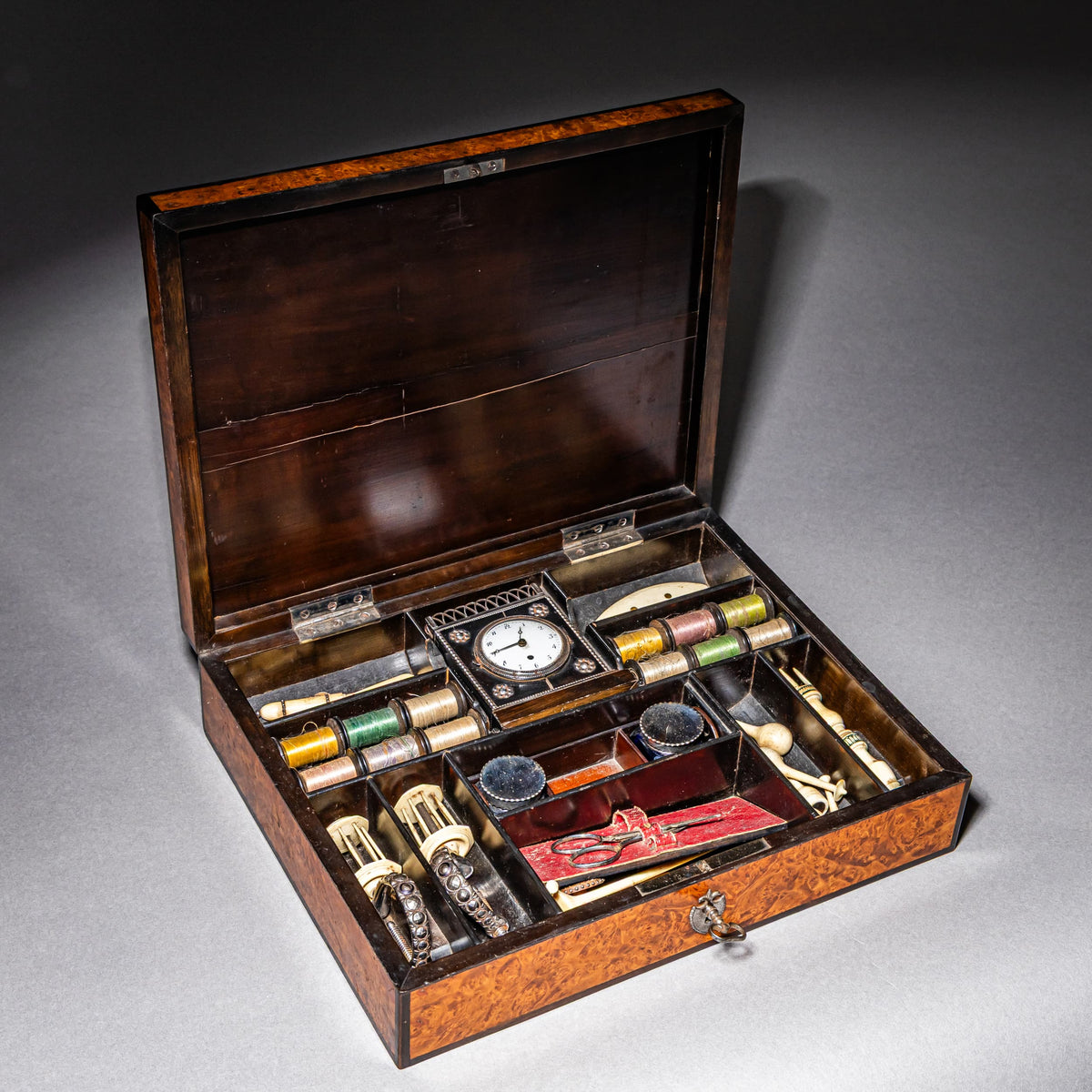 Sewing Box with Steel-Cut Decor, c. 1820