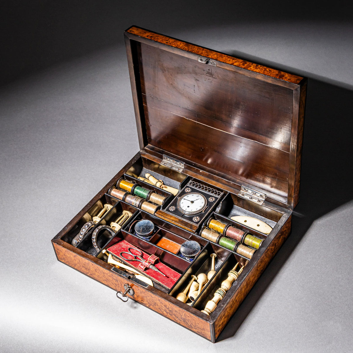 Sewing Box with Steel-Cut Decor, c. 1820