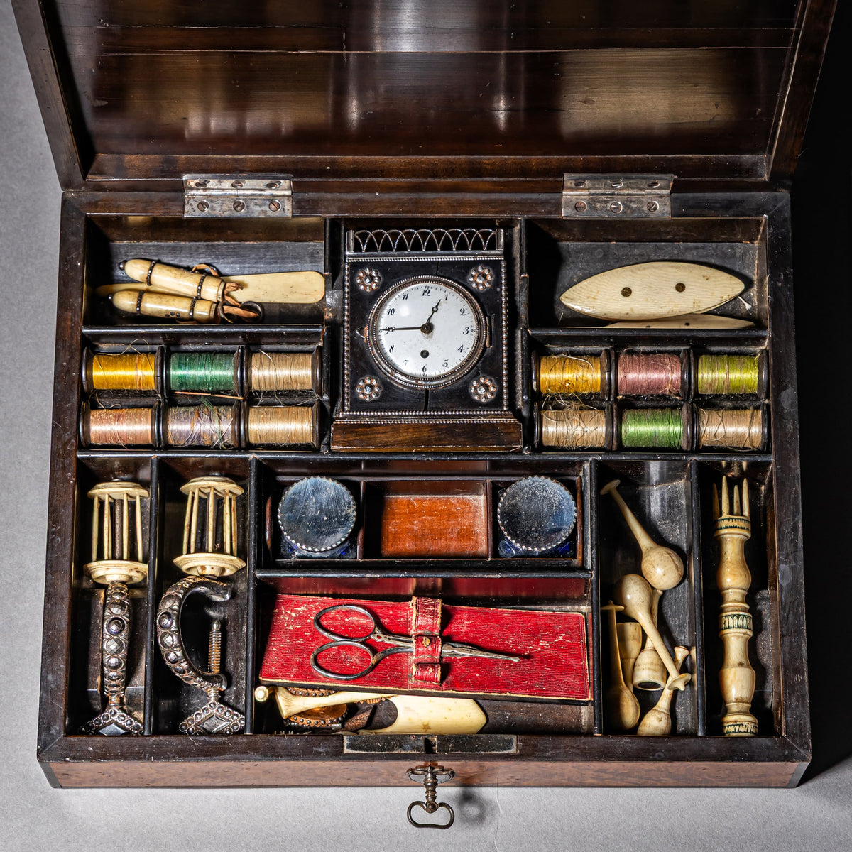 Sewing Box with Steel-Cut Decor, c. 1820