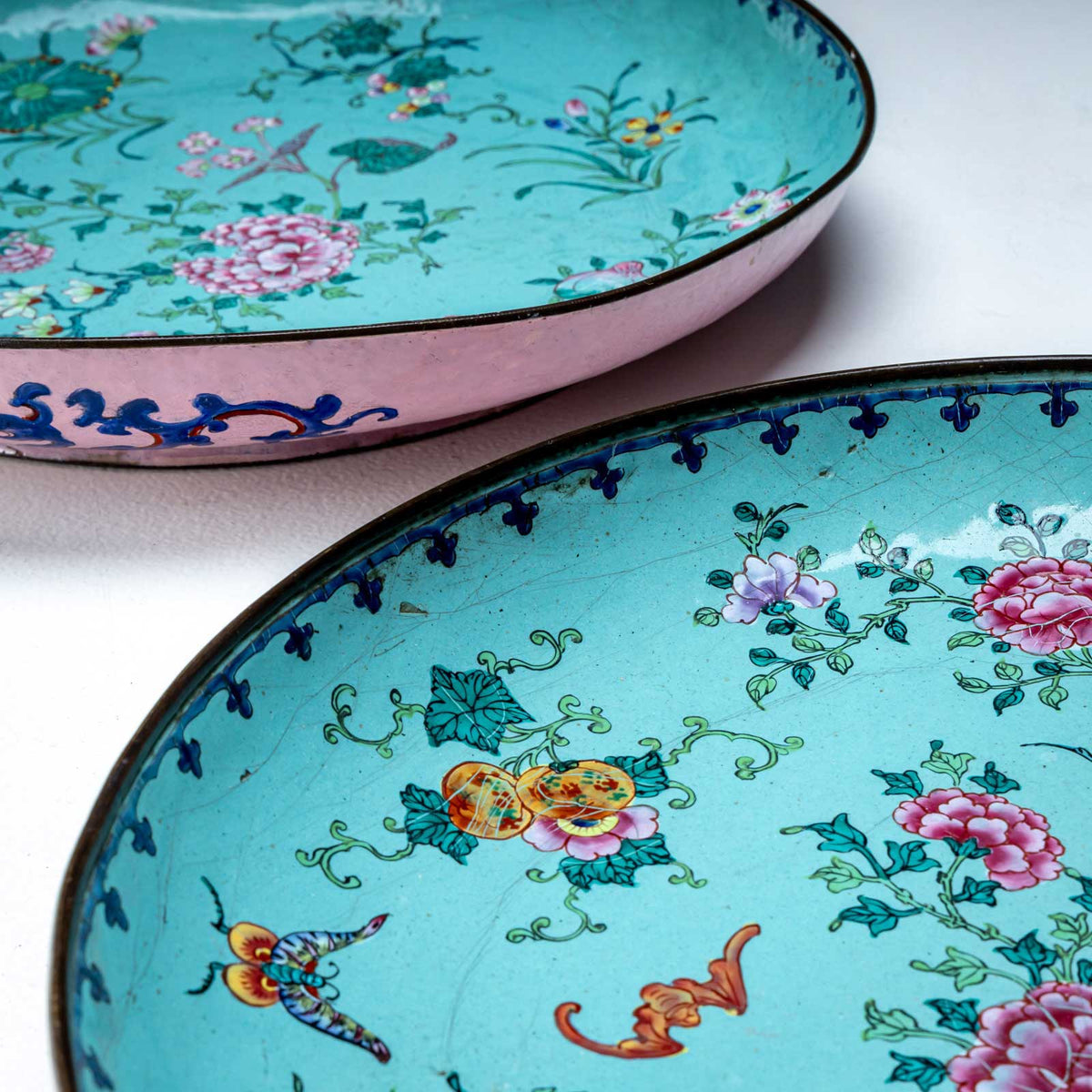 Famille Rose Enamel Plates, China 2nd Half 18th Century